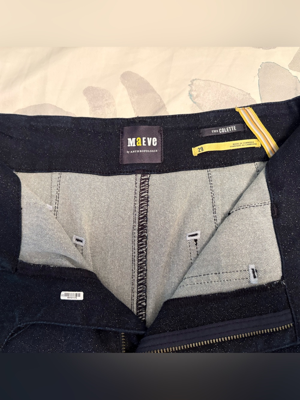 Maeve Colette High-Waist Wide Leg Women Jeans in Dark Navy with Sparkles. - Picture 5 of 9